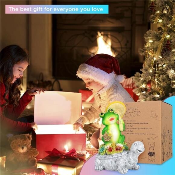 Turtle Solar Lights Outdoors Garden Statue Lawn Ornaments Turtle‎ Frog Solar - Picture 4 of 7